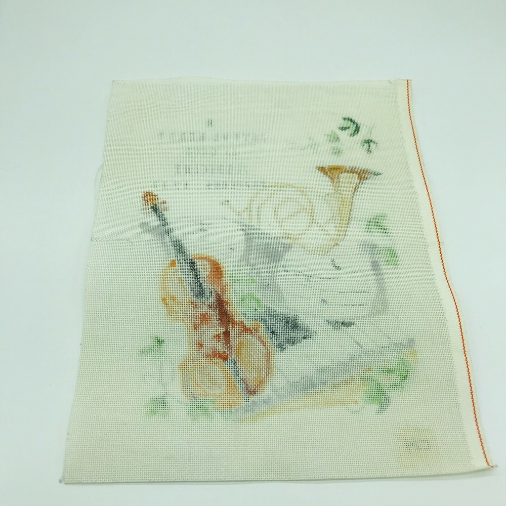 Hand Painted Needlepoint Musical Instruments Notes Music Proverbs 17 22 Pillow