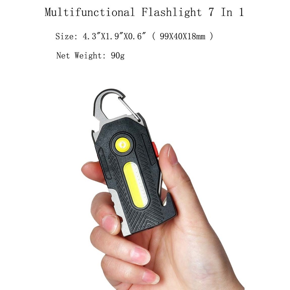 Multifunctional Flashlight 7 In 1 Keychain Led Light Screwdriver Whistle