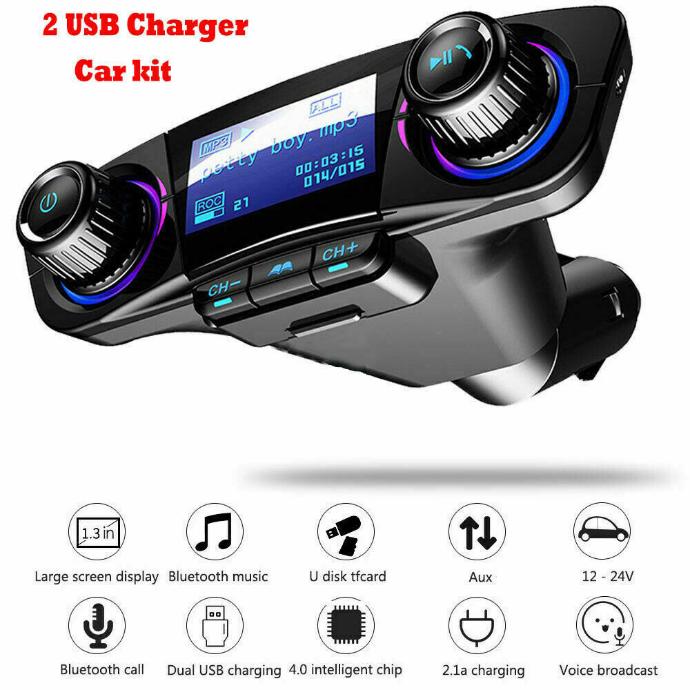 Bluetooth Car FM Transmitter MP3 Player Hands free Radio Adapter Kit USB Charger
