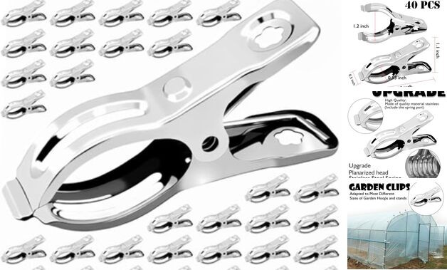 BESTEEL Upgraded 40 PCS Garden Clips, Greenhouse Clamps 100% Stainless 40PCS
