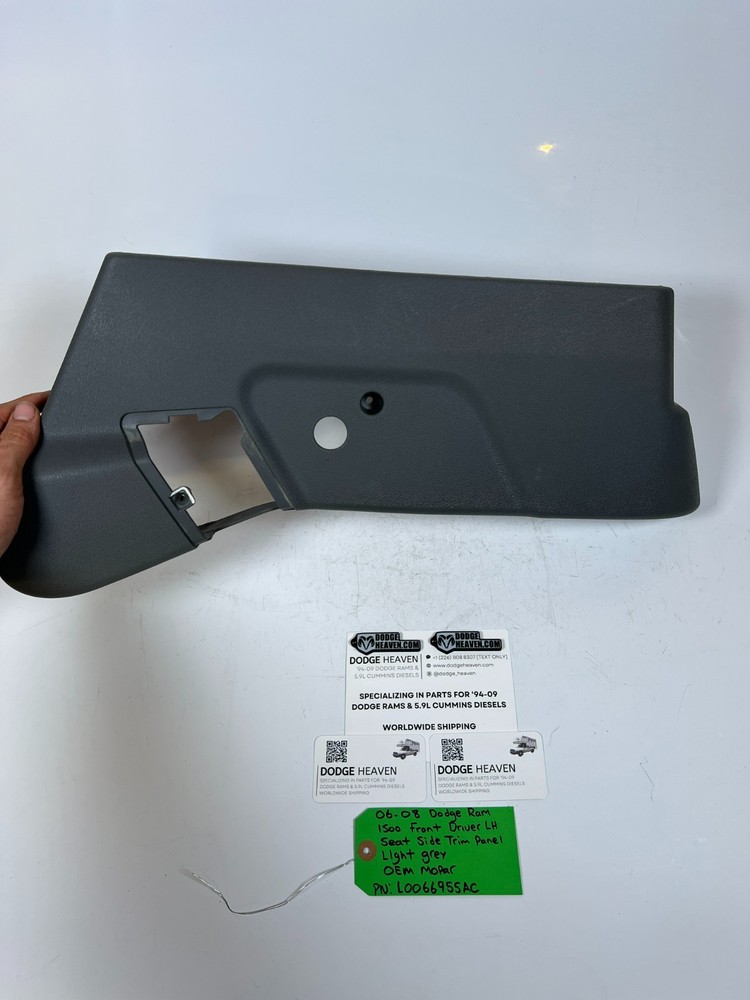 OEM 2006-2008 Dodge Ram 1500 Front Driver LH Seat Side Trim Panel Light Grey