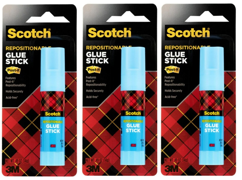 Removable Restickable Glue Stick, .49oz, Repositionable Stick 3-Pack