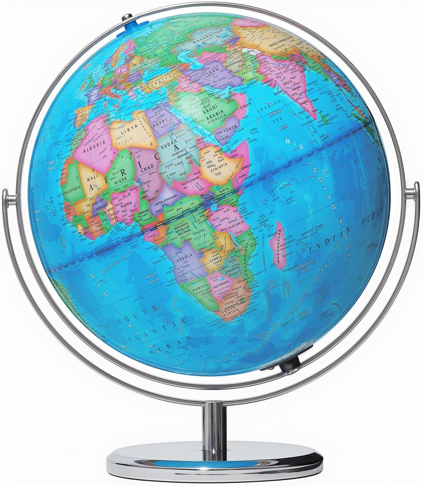 13" Illuminated Globes, 720° Spinning Globe with Touch Switch & Light up without
