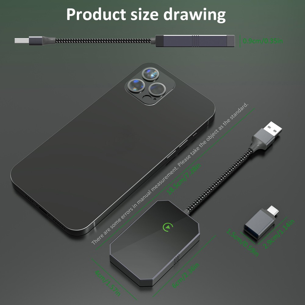 2in1 Wireless Apple CarPlay & Android Auto Adapter USB Plug&Play Fast Connection