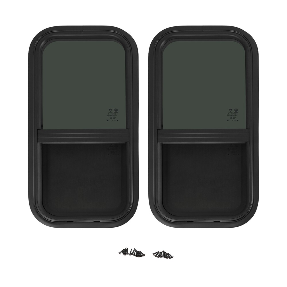 Vertical RV Window Set - 2 Durable Tempered Glass Sliding Windows