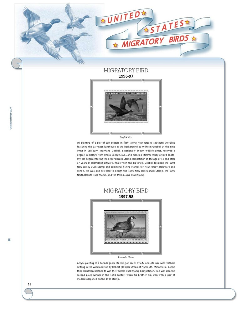 U.S. Federal Duck Stamps Supplement 1934 - 2024 (White Ace Alternative) (No Jr.)