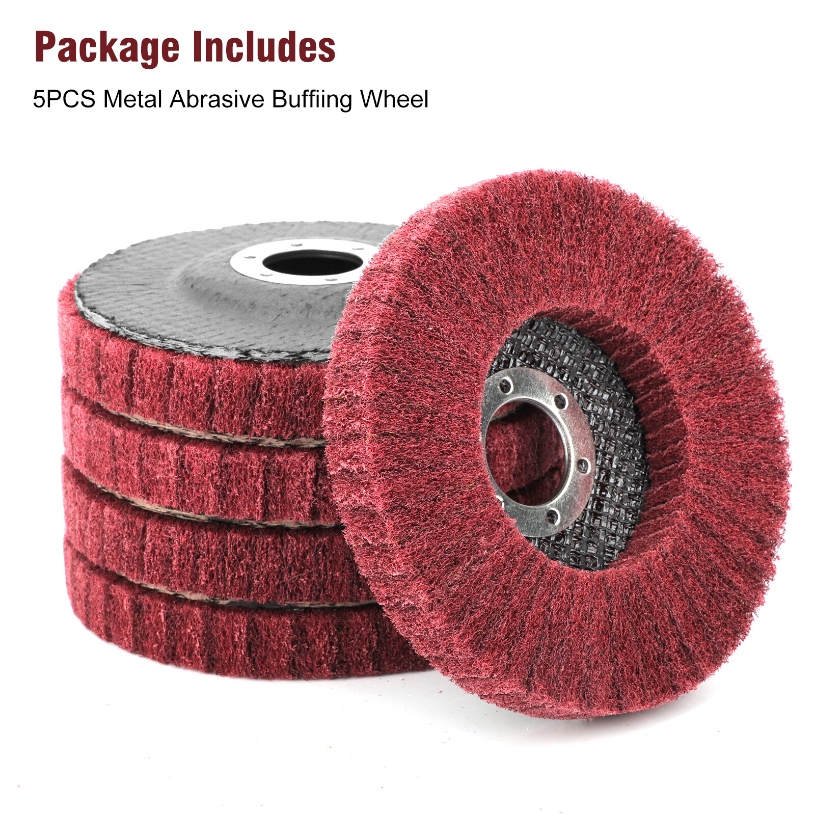 5Pcs 4.5" x 7/8" Nylon Fiber Buffing Wheel Flap Polishing Disc for Angle Grinder