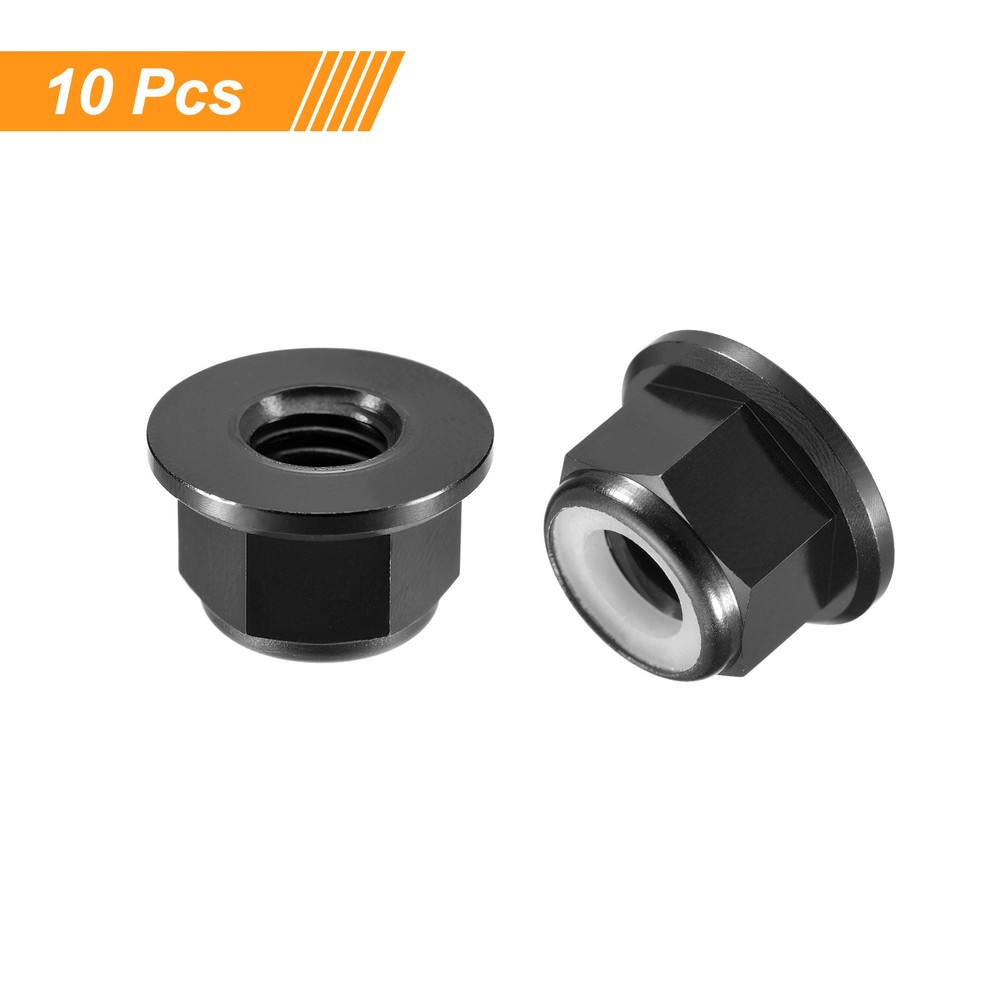 Nylon Insert Hex Lock Nuts, 10pcs - M8x1.25mm Self-Locking Nut(Black)