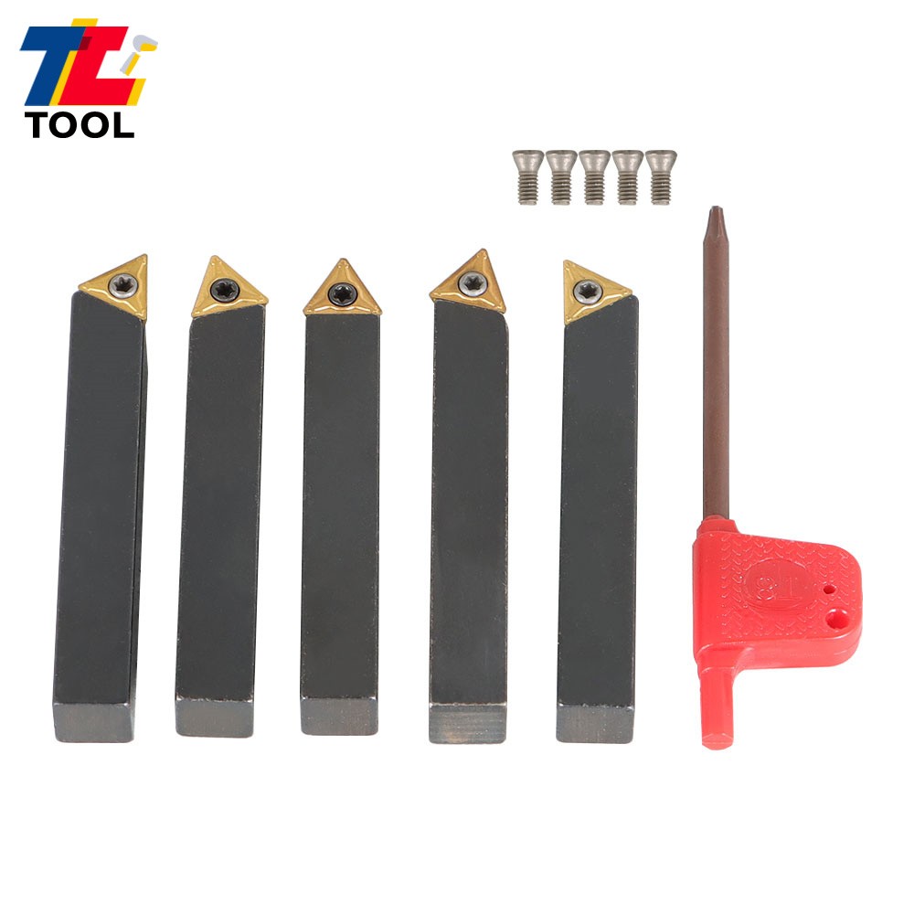 5-Pc 3/8" Lathe Indexable Carbide Insert &Turning Tooling Bit Holder Set