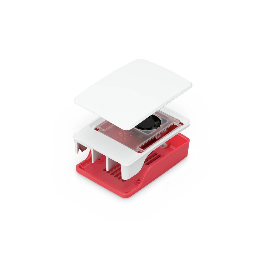 Raspberry Pi 5 Official Case Red White with Temperature Controlled Cooling Fan