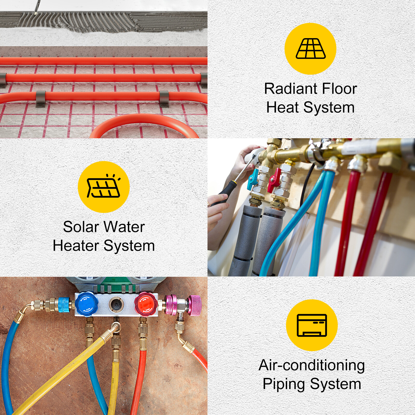 VEVOR 1/2"x300ft Pex Tubing Oxygen Barrier Red Pex-B Pipe Htg/Plbg/Potable Water