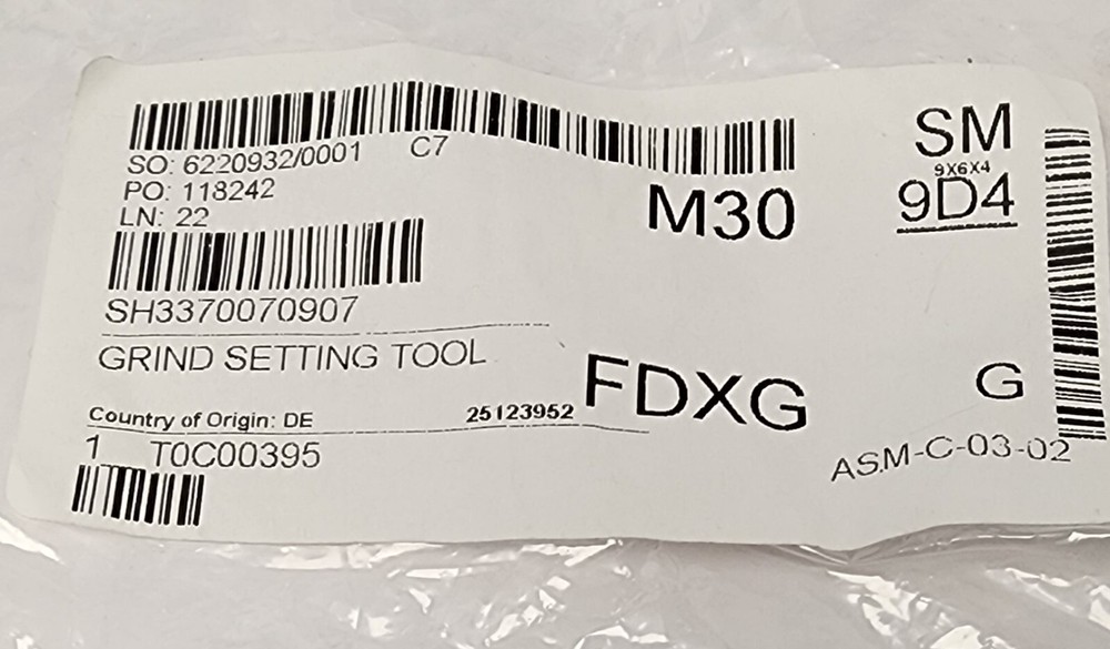 1 New Schaerer 3370070907 Grind Setting Tool