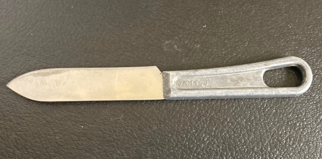 NICE Vintage 1953 USMC Military Mess Kit Knife Cast Aluminum Handle Ontario Mfg.