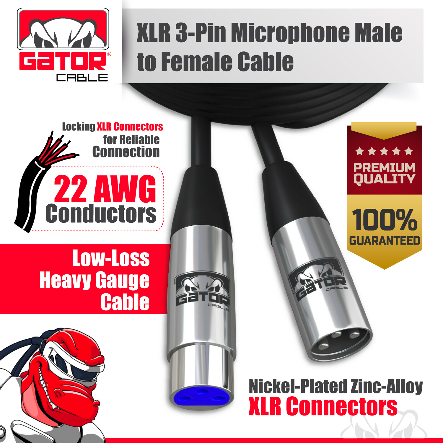 XLR Microphone MIC 3-Pin Male to Female Cable Cord Connector Extension Shielded