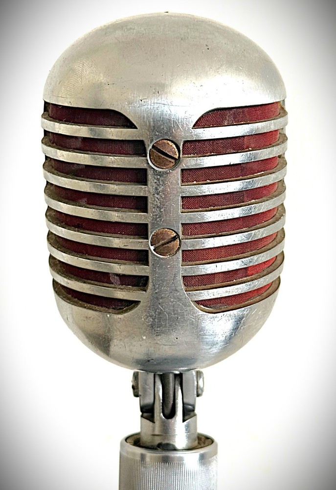 1950's Shure 556B Dynamic Microphone, working, includes adapter cable-stand-HEAR