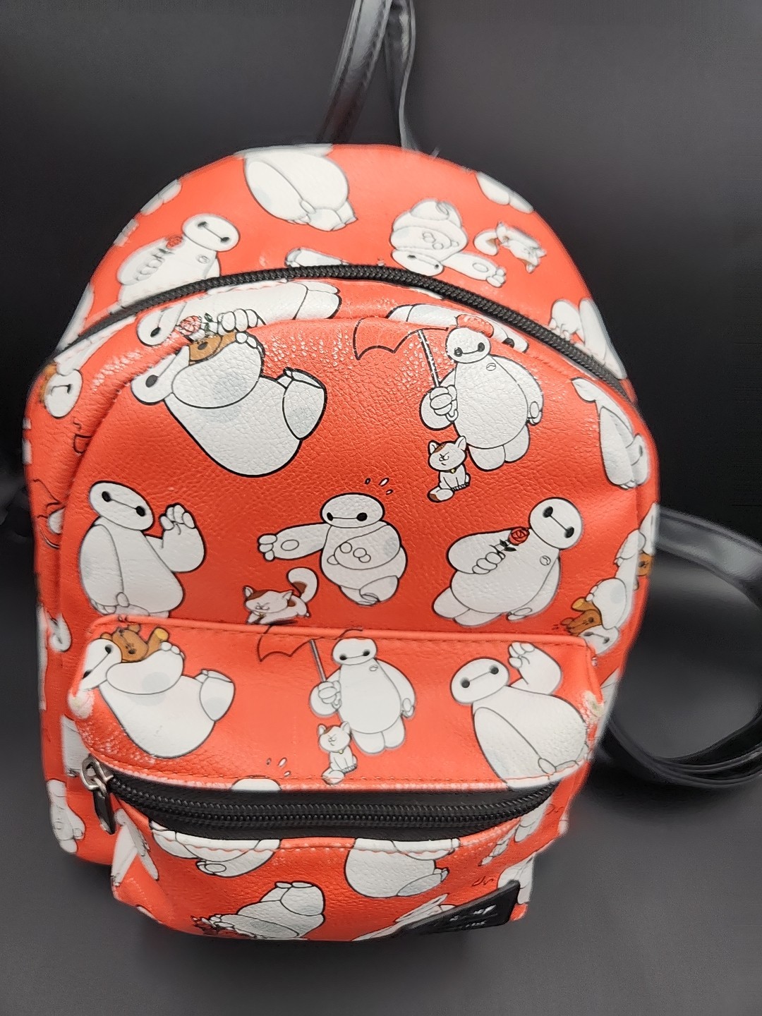 Loungefly Big Hero 6 Baymax All Over Mini Backpack Disney Red Some Wear See Pics