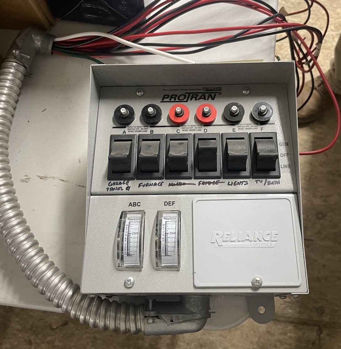 Reliance Controls ProTran Model 31406C Generator Transfer Switch