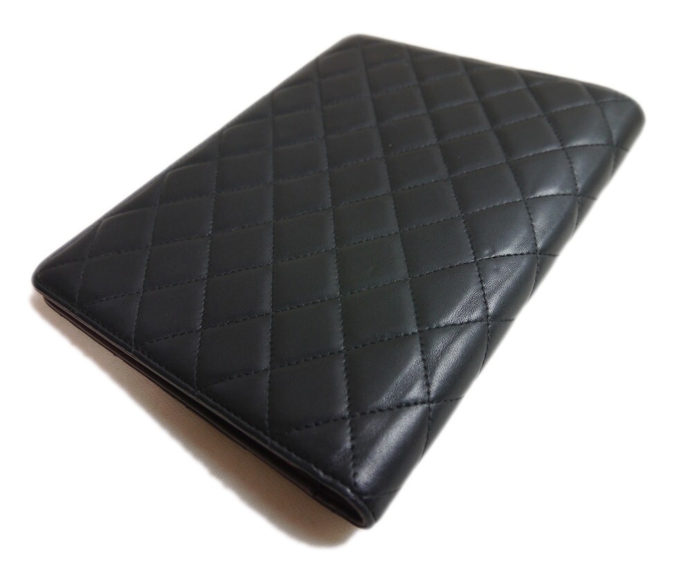 Authentic CHANEL Notebook cover lambskin COCO mark Leather #4174