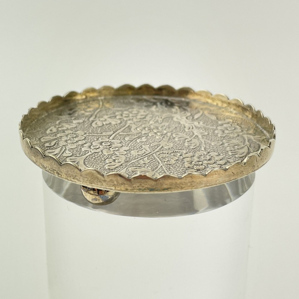 Antique Chinese Export Solid Silver Possibly Wing Chun Miniature Footed Tray