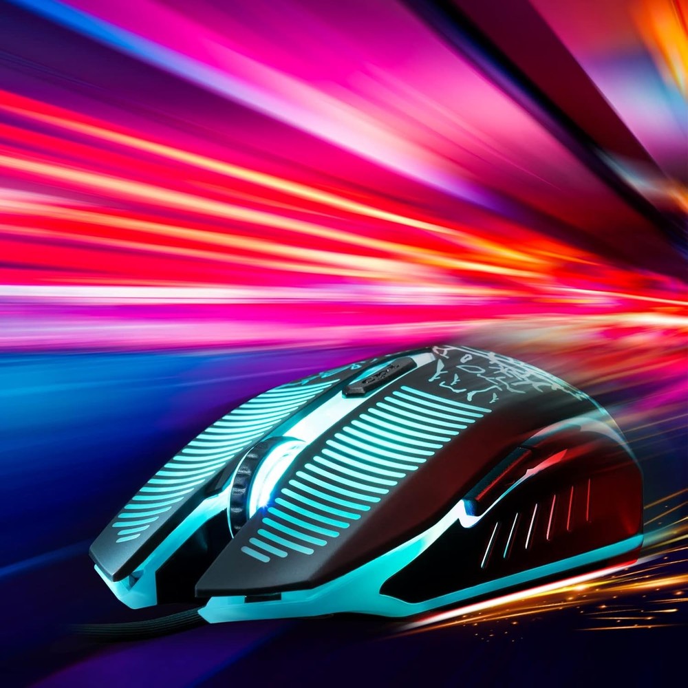 Keyboard Mouse Gaming LED Wired Combo Rainbow Backlit Mechanical Feeling