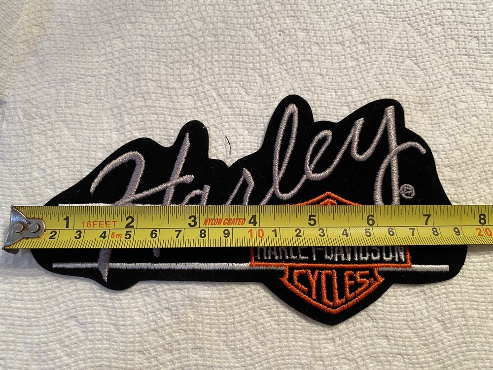 Harley Davidson Gray Harley Script Bar & Shield Patch 7.5”x 4” NOS