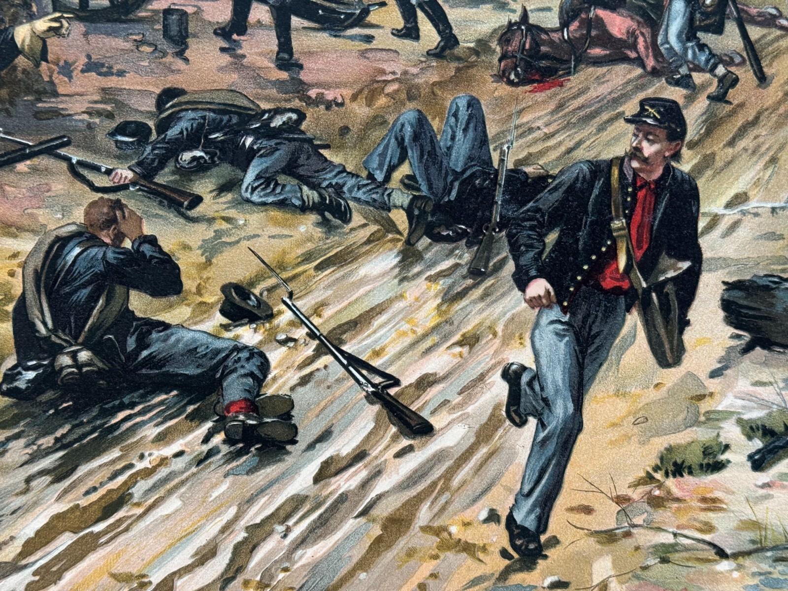 BATTLE OF SHILOH PITTSBURG ORIGINAL CIVIL WAR LITHOGRAPH L. PRANG 1888 BOSTON