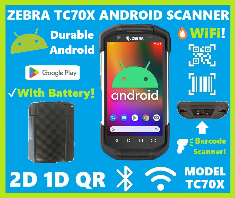Zebra TC70x Ultra Rugged Android Barcode Scanner 2D/1D, Google Play, TC700K!🔥⭐