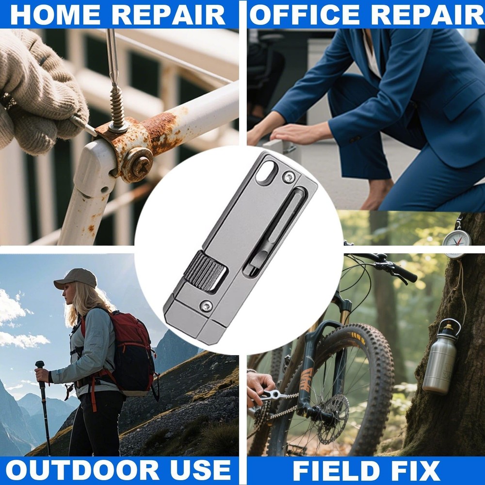 Titanium Keychain Wrench – Mini EDC Adjustable Spanner with Screwdriver, Pock...