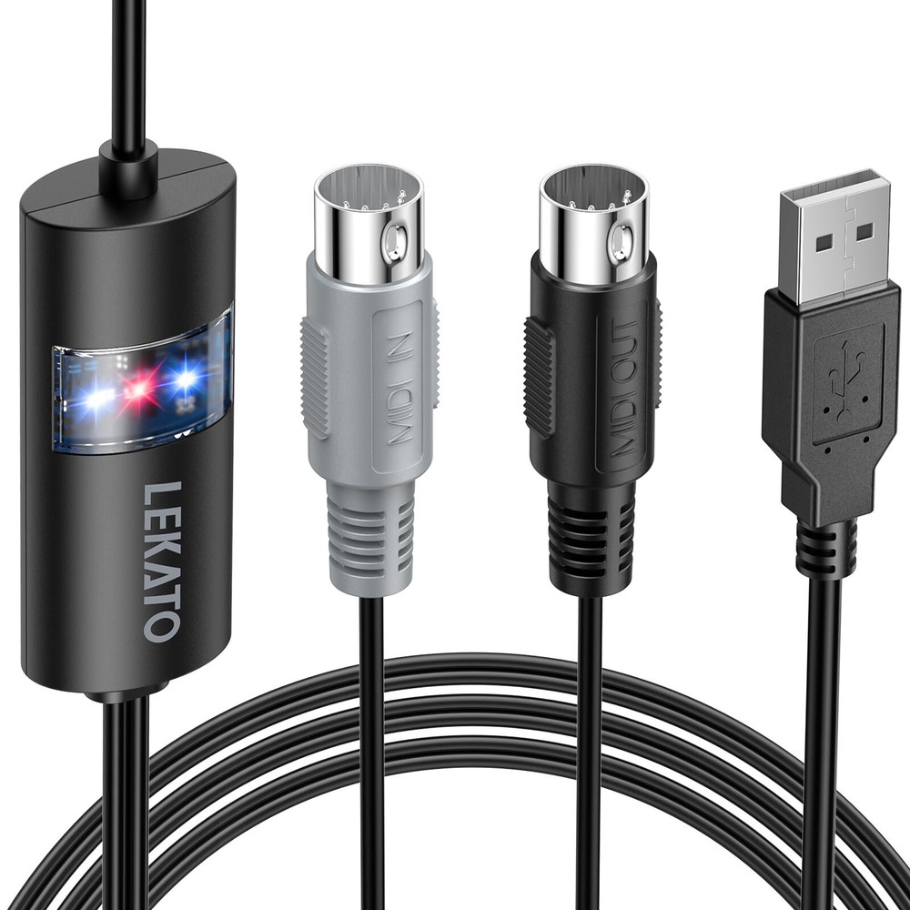 LEKATO USB MIDI Cable 6.5ft MIDI to USB Interface for Keyboard Piano Mac PC