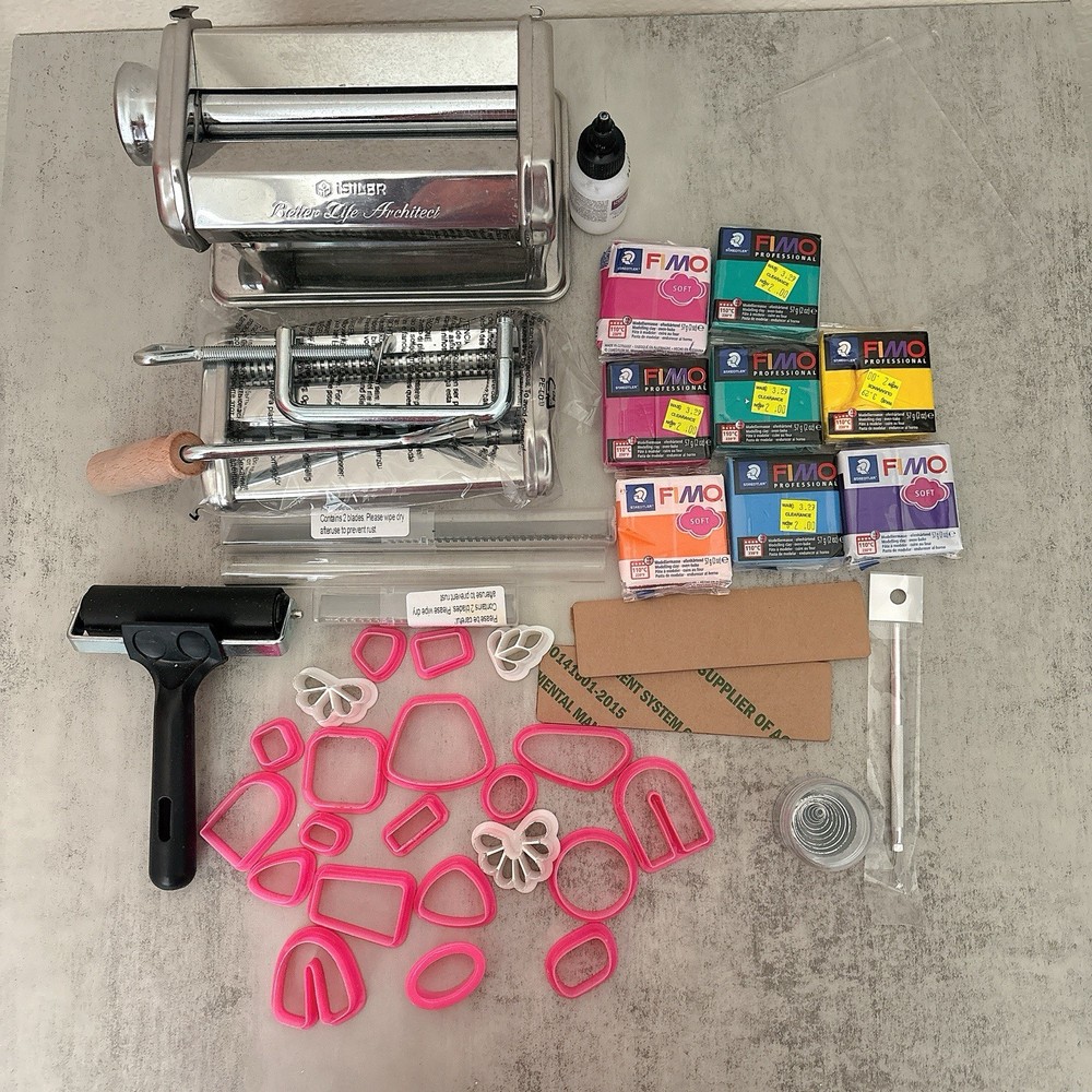 ISILER Clay Pasta Maker FIMO Clay & Cutters Craft Bundle