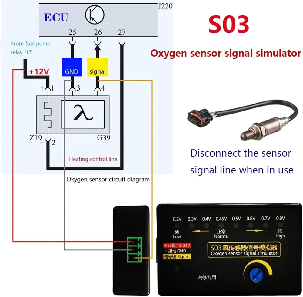 S03 4-Wire Oxygen Sensor Signal Simulator 0.2-0.8V Adjustable Voltage