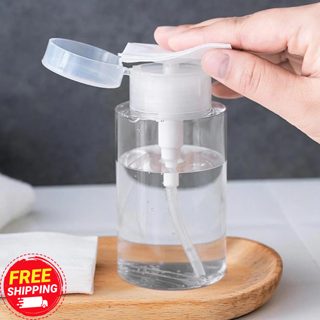 150ML Push Down Empty Liquid Pumping Bottle Dispenser Nail Polish Makeup Remover