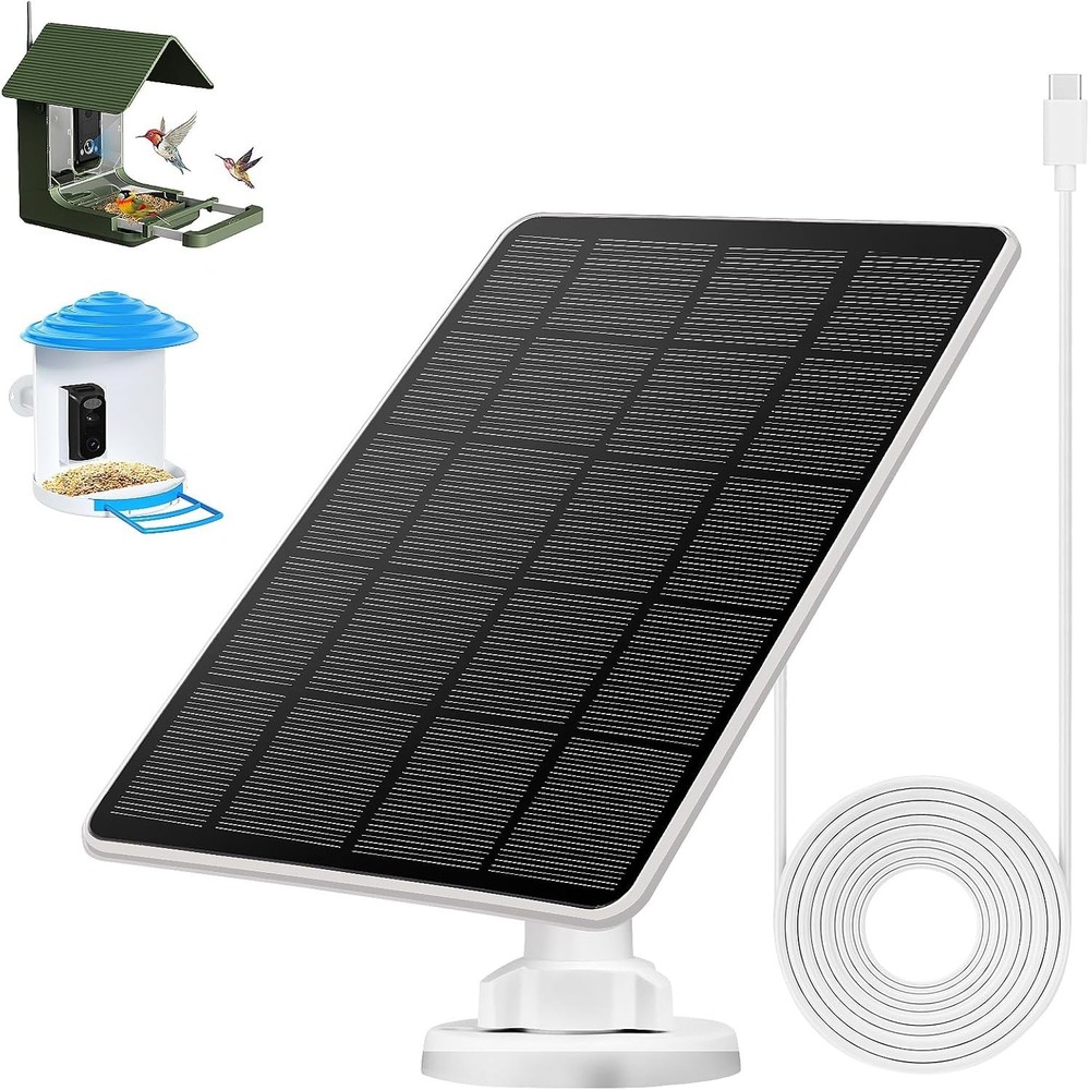 Durable 3W Solar Panel with Type-C Compatibility - Easy Install for Bird Feeders