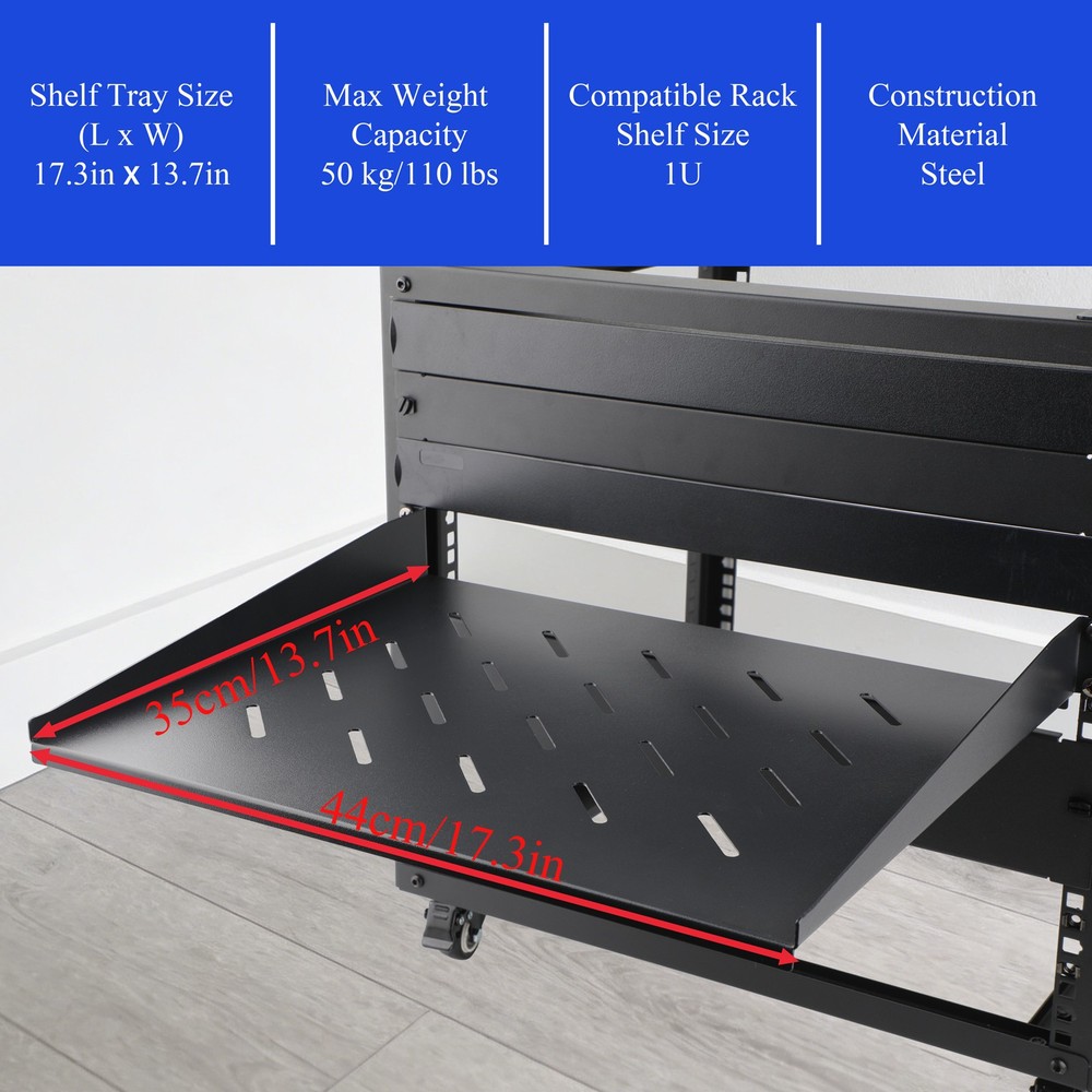 1/2Pcs 19" Rack Mount Fixed Rack Server Shelf 1U Vented Rack Mount Tray
