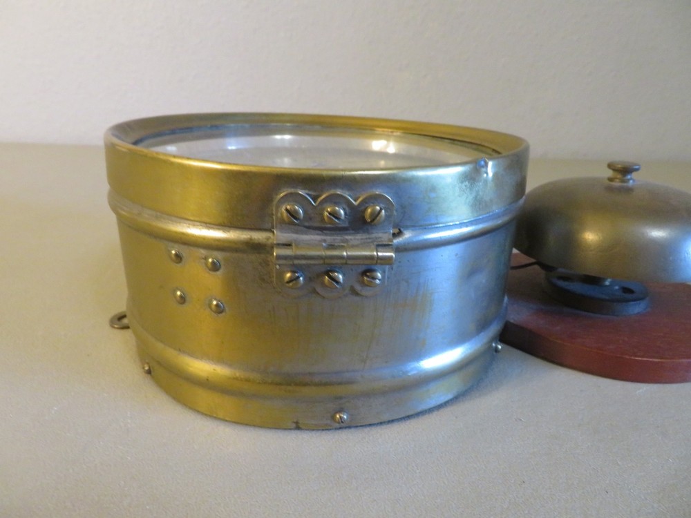 ANTIQUE SETH THOMAS BRASS SHIPS CLOCK WITH EXTERNAL BELL TESTED NICE!