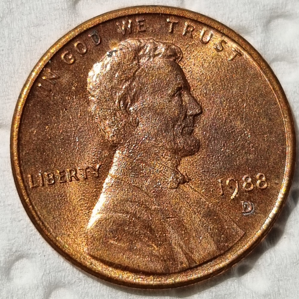 1988 D Lincoln Memorial Cent 1c ERROR - PLATING BLISTERS BUBBLES #91907