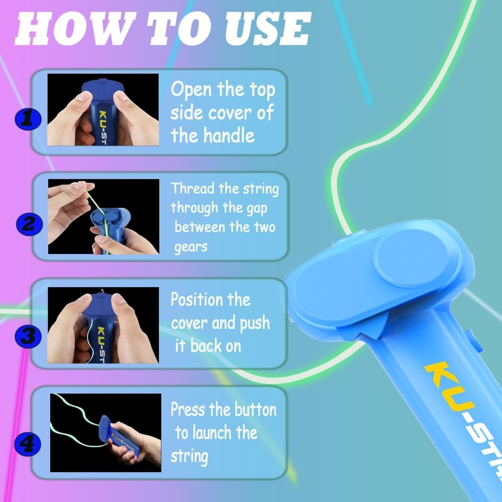 Lasso String Shooter Loop Toy Handheld Zip Rope Launcher Propeller Toy US