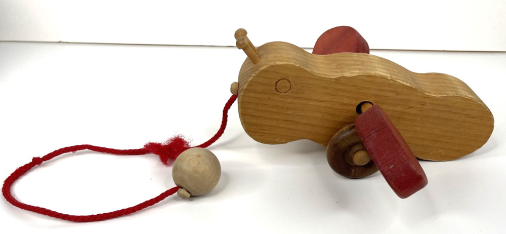 Vintage Wooden Pull Toy Bee Bug Pull Along Toy
