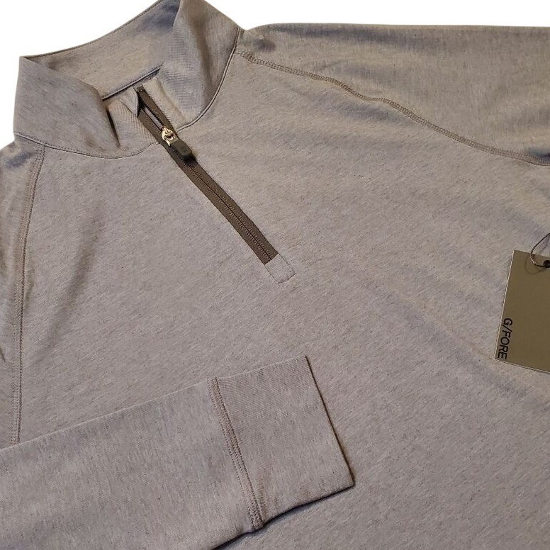 G/Fore Men's S Luxe Staple Midlayer Quarter Zip Pullover Tech Jersey Gray NWT