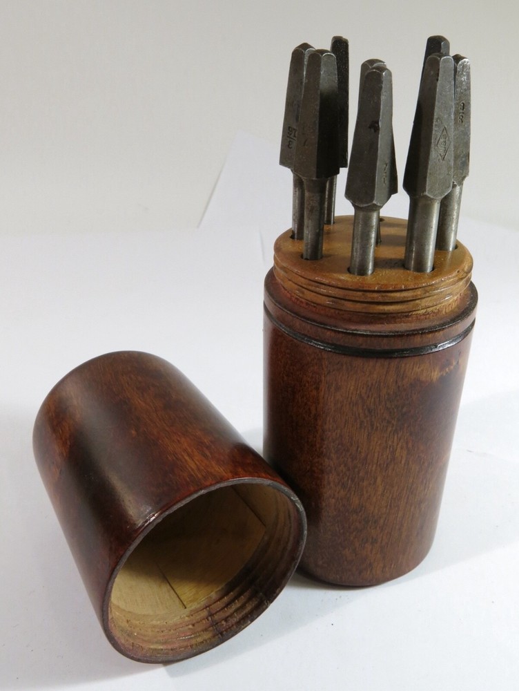 Antique Hand Turned Solid Maple Storage Box with a Set Brace Drill Bits