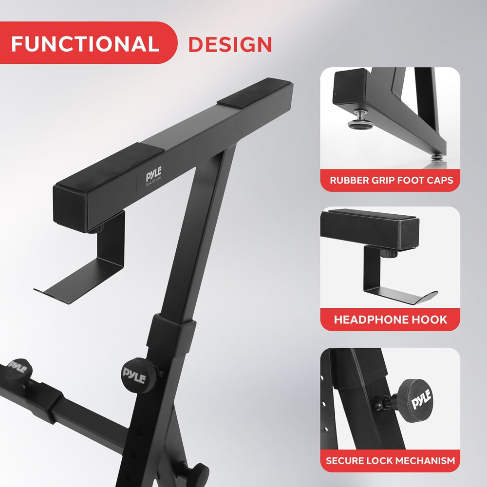 Heavy Duty Folding Keyboard Stand with Adjustable Height & Width, Black