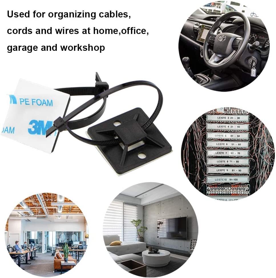 Self-locking Plastic Nylon Cable Zip Ties Mounts Wire Fasteners Cable Clips US