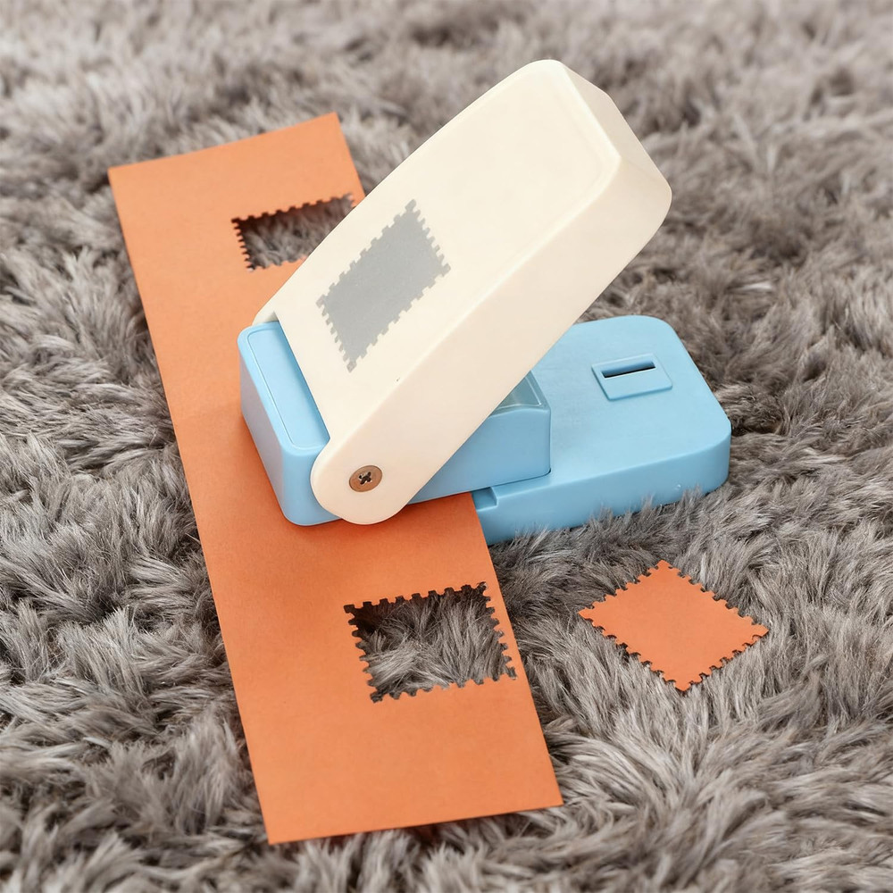 1X0.8Inch Rectangular Postage Stamp Puncher Rectangle Lever Action Punch Paper