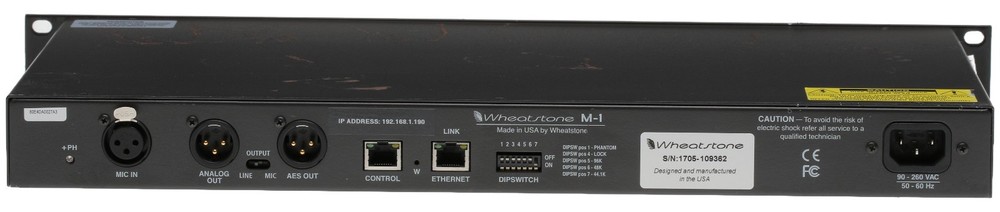 Wheatstone Vorsis M-1 AES Digital 96KHz Voice Processor Preamp Compressor M1