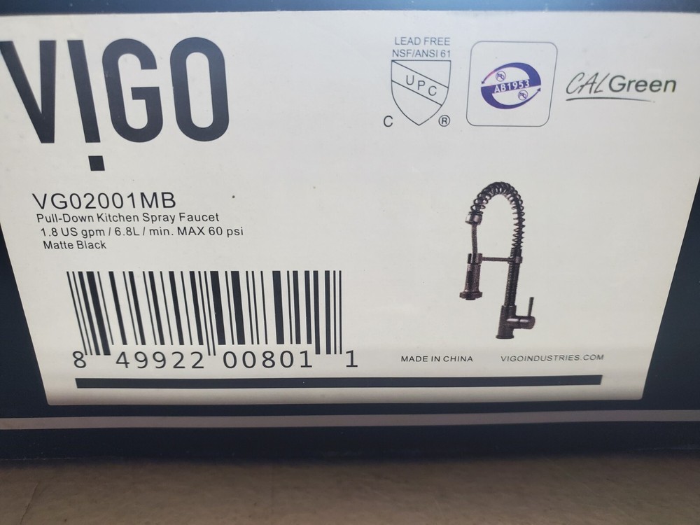 Vigo Edison VG02001MB Pull-Down Sprayer Kitchen Faucet