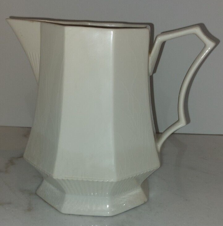 Vintage Octagonal Independence Ironstone Interpace White Pitcher Japan