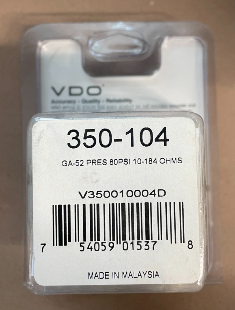 VDO Oil Pressure Gauge, GA-52 80psi 10-184 Ohms, Part # 350-104