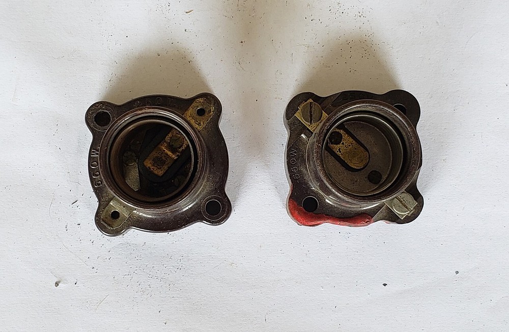 2 Antique Bakelite Flush Mount Light Bulb Sockets