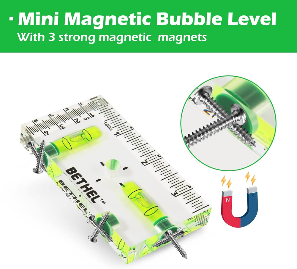 Small Level Shatterproof Cross Check Magnetic BubbleLevel Mini PocketLevel 90...