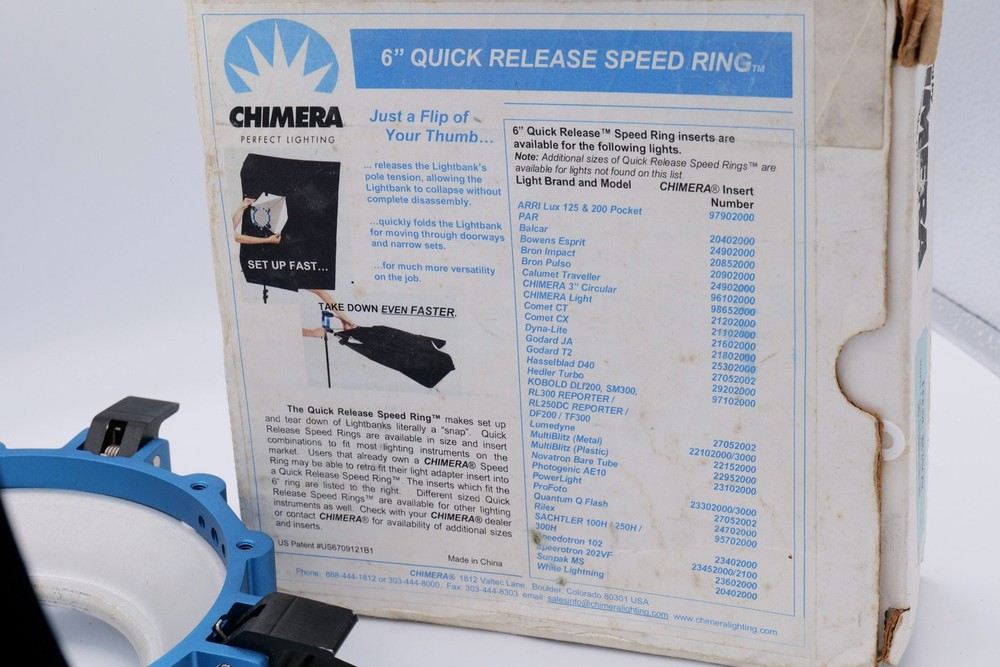 Chimera 6" Quick Release Speed Ring 2520QR White Lightning Ultra